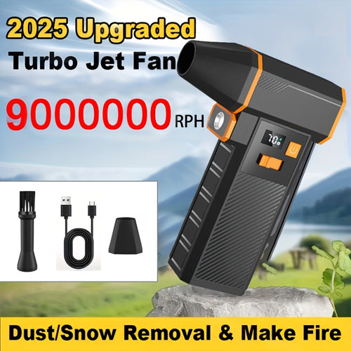 9000000RPH Soffiatore Turbo Jet Portatile - 10 Velocità Senza Fili | 8000Mah Ricaricabile USB-C | Ventola Turbo Violenta Portatile per Raffreddamento per Polvere, Neve, Campeggio, Pulizia Tastiera - Regalo Gadget Definitivo per Uomo