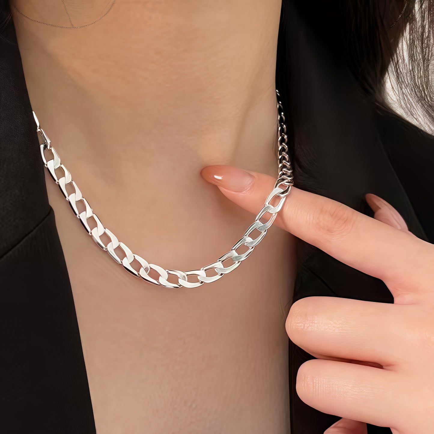 Collana catena cubana da 7 mm in argento sterling 925 adatta sia per uomini che per donne, stile punk hip-hop rock, adatta per abbigliamento casual e formale quotidiano, appassionati di moda di tendenza, Halloween, Natale, regali di compleanno, regali per