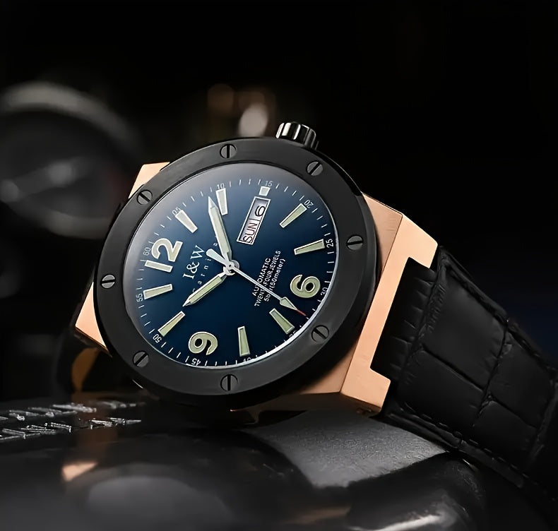 [I&W Carnival] Orologio Sportivo Meccanico da Uomo, Luminoso e Impermeabile con Vetro Finto Zaffiro, Regalo Ideale per le Vacanze
