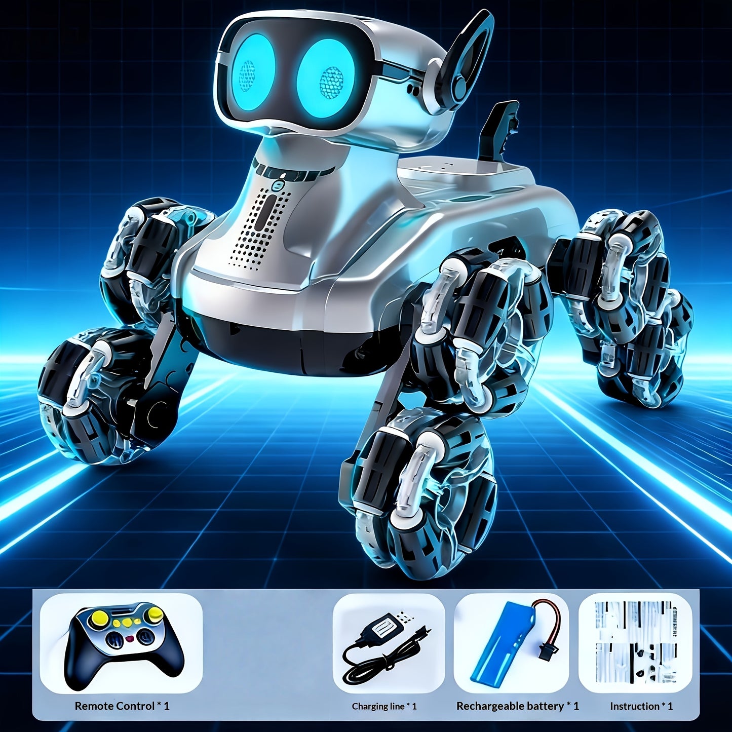 Robot per cani con 8 ruote, auto giocattolo intelligente per cani, auto da stunt con gesti e doppio controllo, auto da arrampicata deformabile, veicolo fuoristrada giocattolo, doppia batteria a energia, regalo preferito per le vacanze