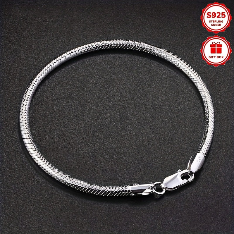 Bracciale in Catena Snake Bone in Argento Puro 925, Design Semplice ed Elegante con Stile Chic e Versatile, Perfetto per l'Uso Quotidiano, Regalo per San Valentino, Regalo per le Feste, Ideale per Compleanni e Vacanze al Mare