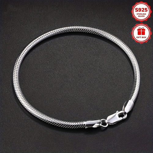 Bracciale in Catena Snake Bone in Argento Puro 925, Design Semplice ed Elegante con Stile Chic e Versatile, Perfetto per l'Uso Quotidiano, Regalo per San Valentino, Regalo per le Feste, Ideale per Compleanni e Vacanze al Mare