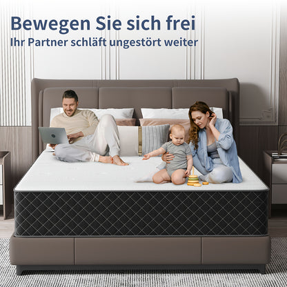 Materasso 140 x 200 cm - Durezza H3 Il letto contenitore ibrido a molle insacchettate e memory foam per supporto massimo e sollievo dalla pressione, Materasso da letto
