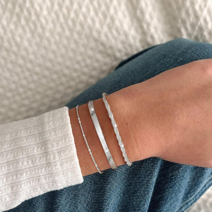 3 Pezzi Bracciali in Argento 925 per Donne, Collane a Catena Sottili e Regolabili con Perline Sovrapponibili