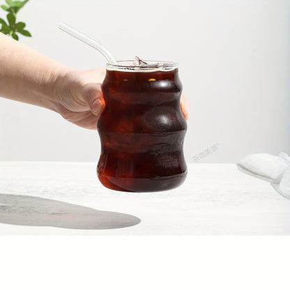 Magazzino Locale, Set di 6 Bicchieri a Strisce a Forma di Nuvola, Include 6 Cannucce, 530 ml/18 oz, Adatto per Bevande Calde/Fredde, Succo, Latte, Acqua, Gelato, Cocktail, Perfetto per Feste, Realizzato in Vetro Borosilicato, Lavabile in Lavastoviglie