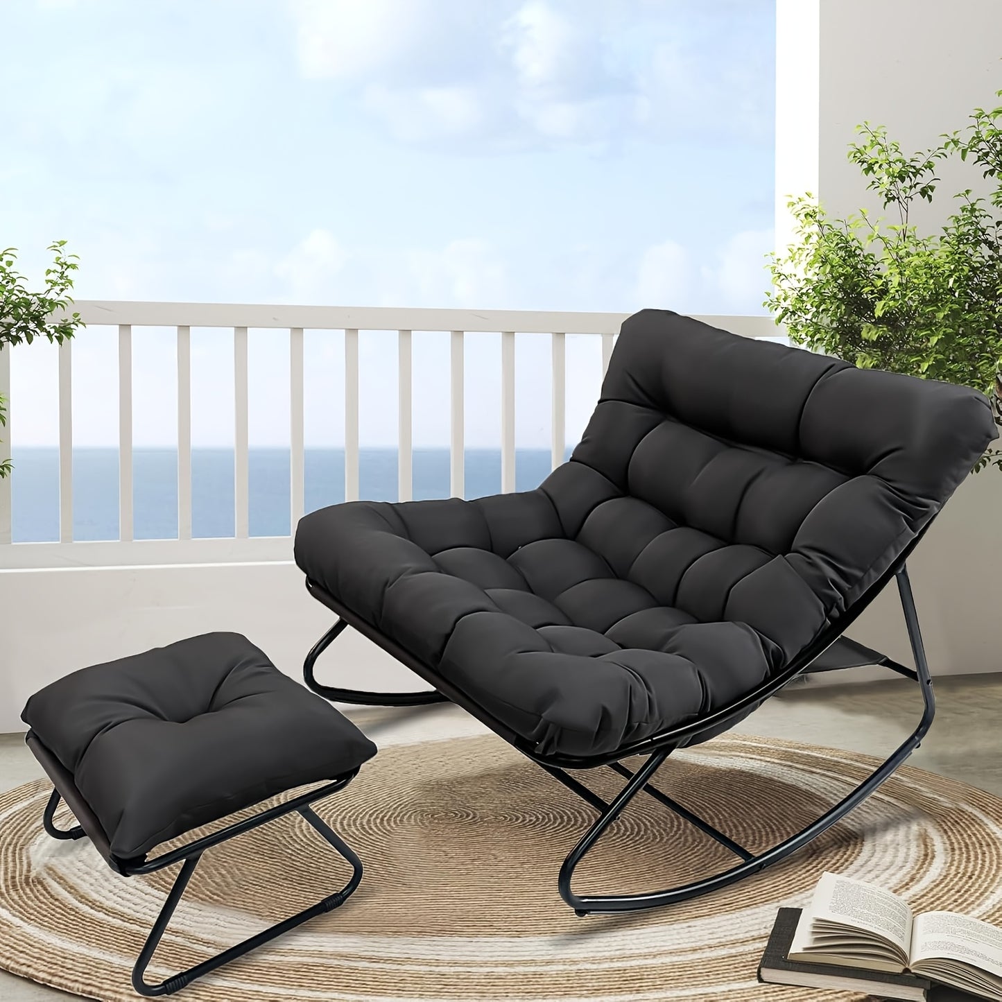 Poltrona a Dondolo per Soggiorno Moderna con Funzione Reclinabile, Poltrona a Dondolo per Casa, Dondolo di Lusso per da Letto, Disponibile nei Colori Nero e Grigio, Perfetta per il Tempo Libero in Famiglia, Regalo Ideale per le Vacanze, Adatta a Tutte e Q