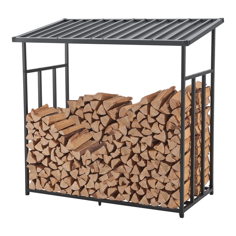 Casa.Pro Chimney Wood Rack Yakutat Stand per legna da esterno Stand per legna da esterno Stand per legna da esterno con copertura Chimney Wood Stand Metallo Nero