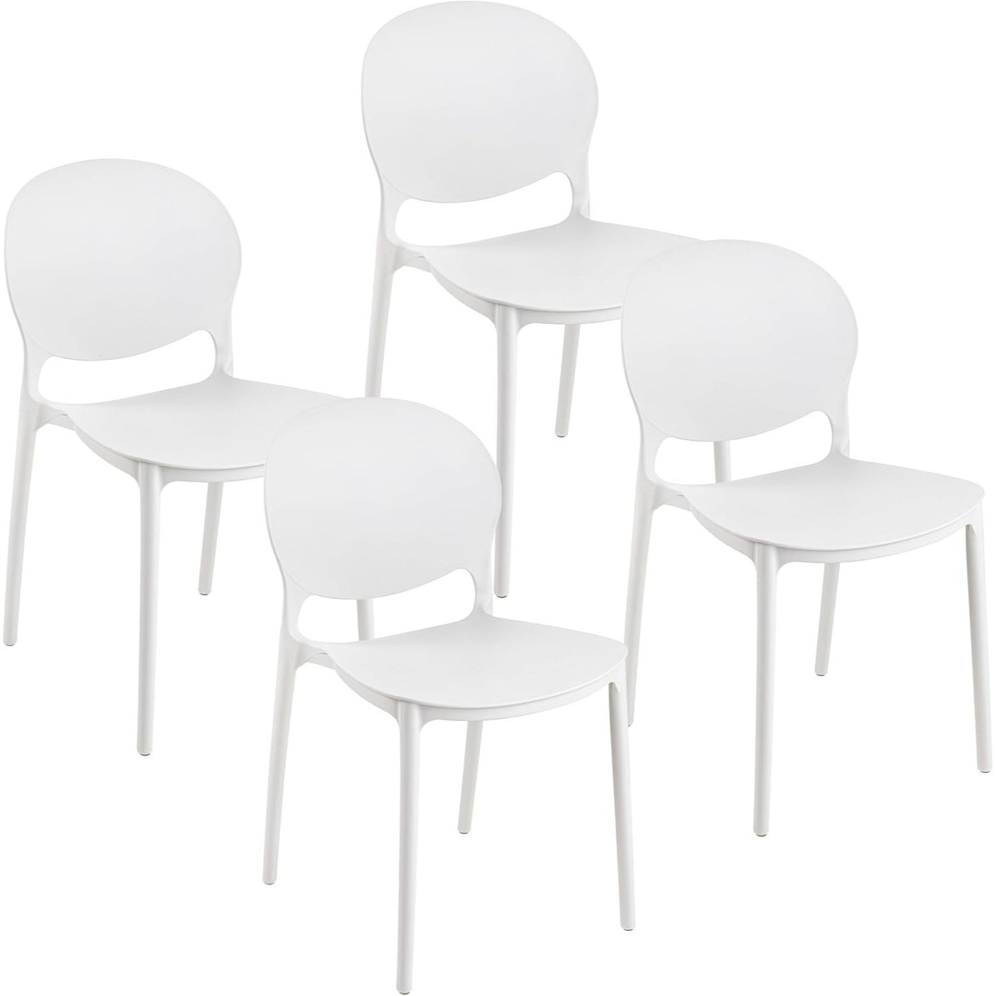 Baroni Home Set 4 Sedie in Plastica Bianca – Sedie Impilabili, Pronte all’Uso Senza Montaggio, Facili da Pulire, con Piedini Antiscivolo per Maggiore Stabilità – Ideali per Cucina, Soggiorno, Sala da Pranzo, Giardino, Terrazzo o Balcone – Sedute Comode e