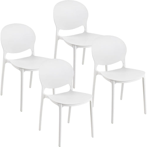 Baroni Home Set 4 Sedie in Plastica Bianca – Sedie Impilabili, Pronte all’Uso Senza Montaggio, Facili da Pulire, con Piedini Antiscivolo per Maggiore Stabilità – Ideali per Cucina, Soggiorno, Sala da Pranzo, Giardino, Terrazzo o Balcone – Sedute Comode e