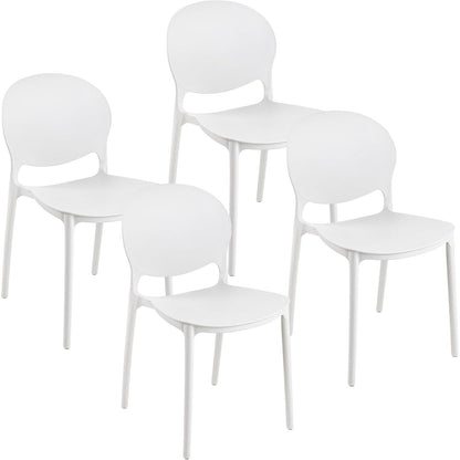 Baroni Home Set 4 Sedie in Plastica Bianca – Sedie Impilabili, Pronte all’Uso Senza Montaggio, Facili da Pulire, con Piedini Antiscivolo per Maggiore Stabilità – Ideali per Cucina, Soggiorno, Sala da Pranzo, Giardino, Terrazzo o Balcone – Sedute Comode e