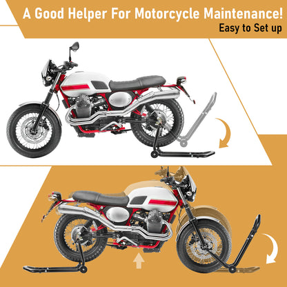 Cavalletto per moto anteriore/trasversale, cavalletto di assemblaggio per moto fino a 300 kg, sollevatore per moto, cavalletto a bilanciere per moto con doppia ruota, cavalletto per moto ad alta stabilità (Nero/Rosso)