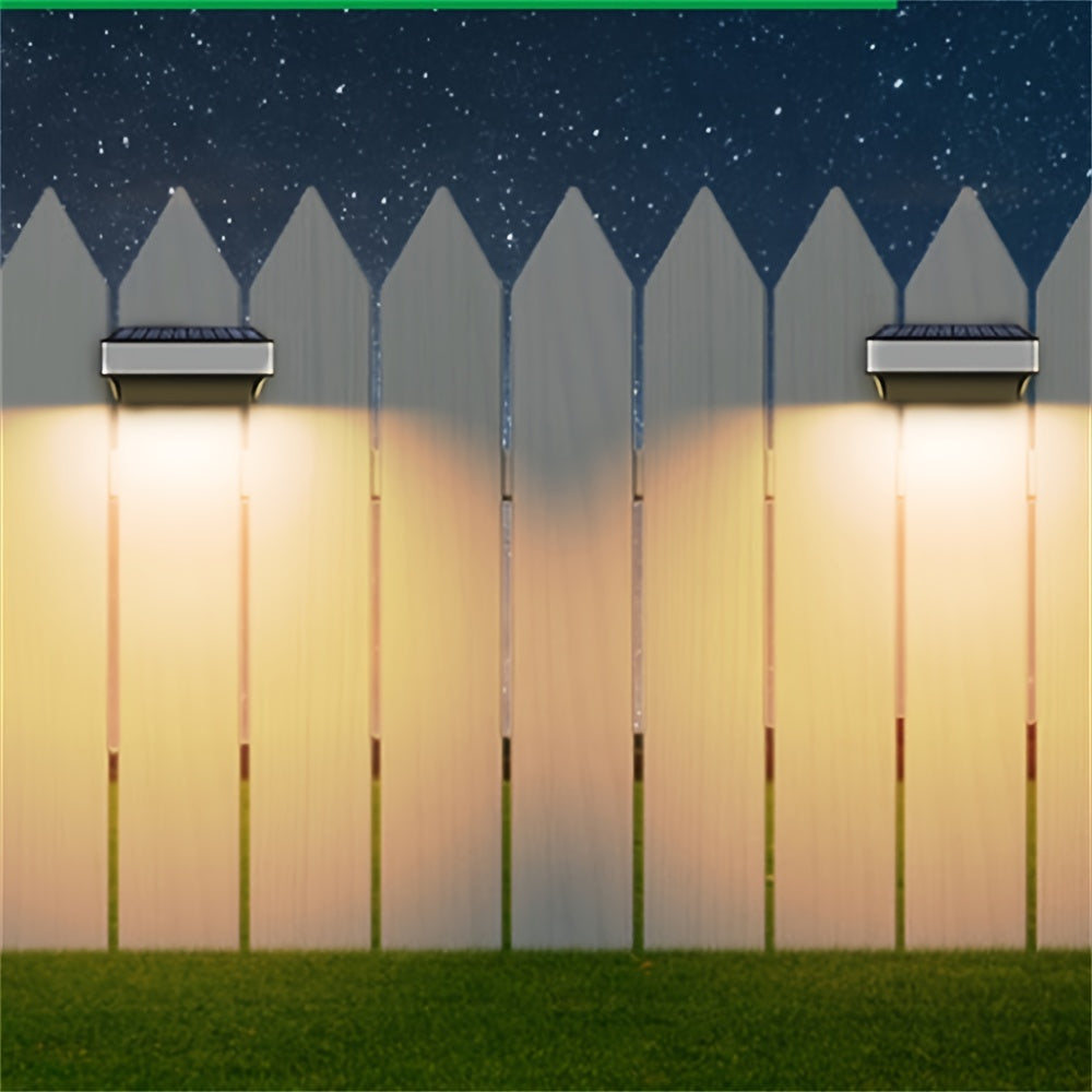 8 pezzi di luci solari per recinzione esterna, luce calda e bianco freddo e luci solari RGB per ponte, luci solari super luminose per scale, luci in acciaio inossidabile per cortile, IP65, per cortile, giardino, recinzione, parete, ponte, decorazioni per