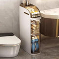 Mobiletto da bagno sottile a 4 ripiani, organizer da pavimento per bagno sottile da 7.1″ con cassetti e portasciugamani, armadietto mobile impermeabile in plastica con ruote per piccola cucina, lavanderia, soggiorno, unità di cassetti portaoggetti