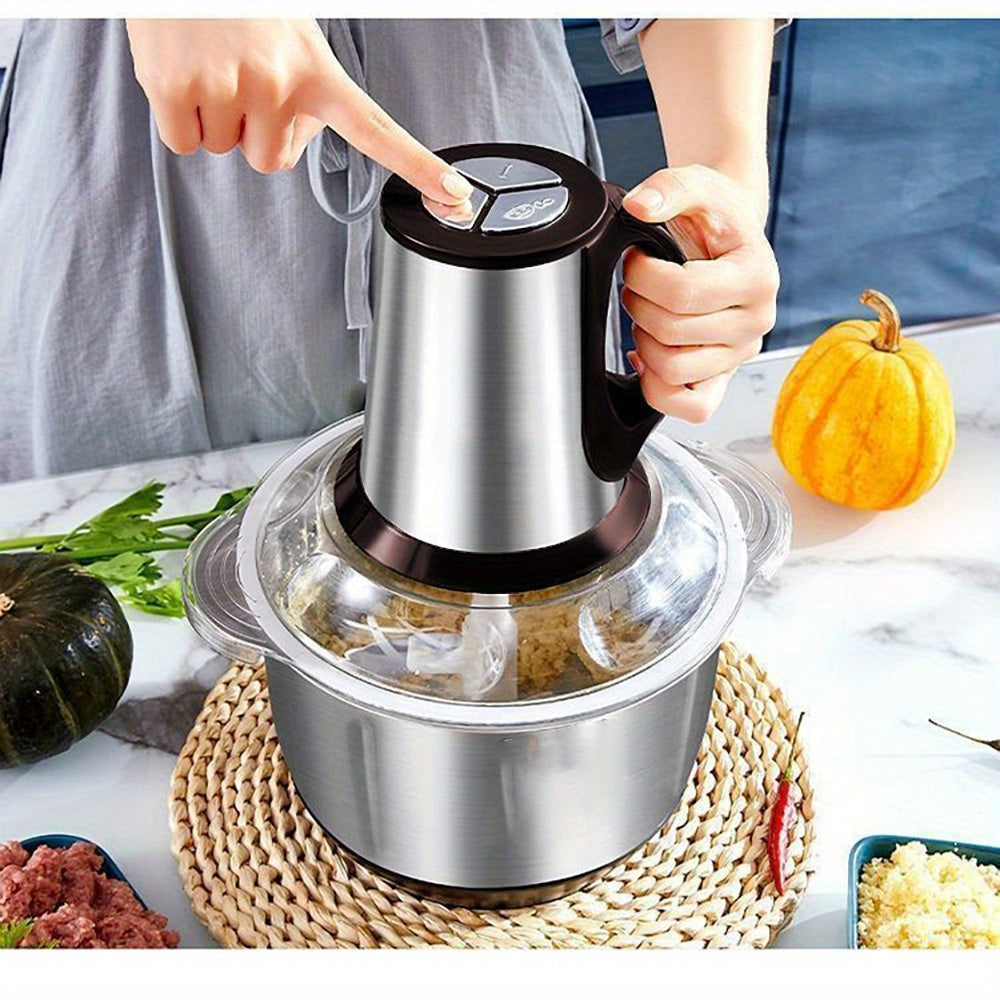 Robot da cucina in acciaio inossidabile, tritatutto, tritacarne elettrico 500W, 5L, tritacarne in acciaio inossidabile per cucina, verdure, cipolle, aglio, insalata, omogeneizzati, noci con 6 lame in acciaio inossidabile