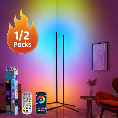 Lampada da angolare 1/2 pz, Lampada da a LED con cambio colore, Regolabile 56 pollici (circa 142 cm) con sincronizzazione musicale, Lampada angolare moderna per illuminazione d'atmosfera, con telecomando e controllo tramite APP, Modalità creativa fai da t