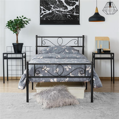 Costoffs Struttura Letto Stile Rustico Moderno in Metallo con Testiera Elegante e Pediera per Appartamento Camera da Letto Stanza degli Ospiti Studio