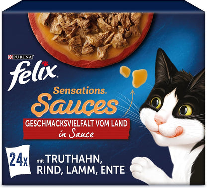 Cibo Umido per Gatti FELIX Sensations Sauces, Miscela Varietà