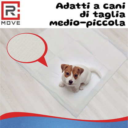 RMOVE 100 Traversine cane pipì 60x60 con adesivi - EXTRA Assorbenti con rivestimento antiodore (100 pz 60X60 cm)