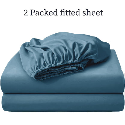 Set da 2 pezzi con lenzuolo con angoli, coprimaterasso con angoli morbido e confortevole, kit lenzuolo con angoli traspirante e multifunzionale, lavabile, adatto per camere da letto, camere degli ospiti, scuole, utilizzabile in tutte le stagioni, biancher