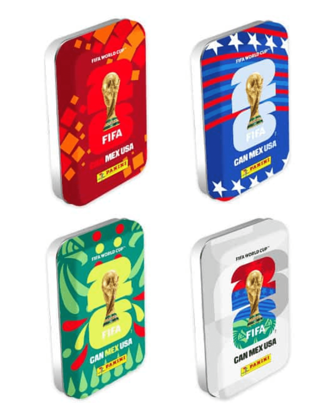 Scatola di latta con tasche per adesivi FIFA World Cup 2026 – Scatola di metallo con 8 tasche per adesivi