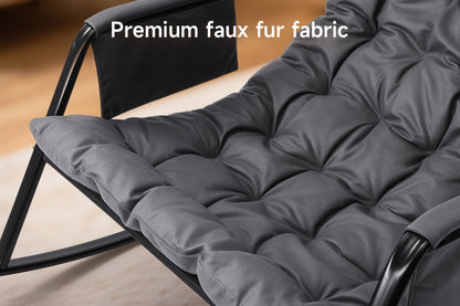 Poltrona a Dondolo Papasan, Comoda Poltrona Dondolante con Cuscino - Design Micro-Molla & Seduta in Memory Foam da 9,91 cm, 158,76 KG Base Industriale per Balcone, Angoli di Lettura, Conforto come una Nuvola, Chaise Esterni Inclinabile, Oversize Rocking C