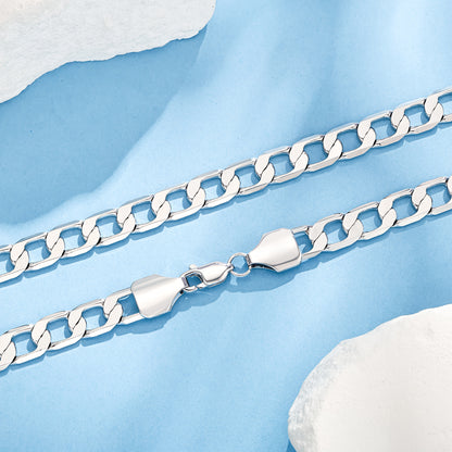 Collana catena cubana da 7 mm in argento sterling 925 adatta sia per uomini che per donne, stile punk hip-hop rock, adatta per abbigliamento casual e formale quotidiano, appassionati di moda di tendenza, Halloween, Natale, regali di compleanno, regali per