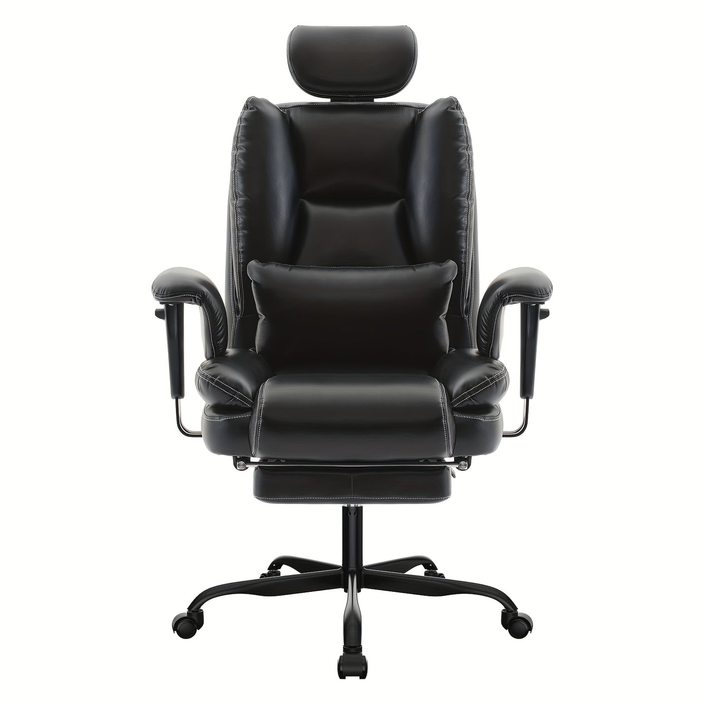 Sedia Ufficio Ergonomica 200kg, Sedia Computer con Supporto Lombare e Poggiapiedi, Schienale Alto Regolabile in Altezza per Tavolo e Seduta Confortevole, Poltrona Executive Nera