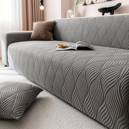 1 pz Copridivano Jacquard Foglia Artistica - Protezione Divano Elasticizzata Monoblocco con Pile Jacquard Elastico, Antiscivolo Adatto agli Animali Domestici, Lavabile in Lavatrice, Arredamento Moderno per la Casa, Protezione Mobili, Federa Decorativa, Te