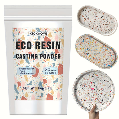 Polvere per colata in resina 1000g, Kit per colata in resina a rapida polimerizzazione per principianti, Sformatura in 20-30 minuti, Polvere per modellazione in gesso ad attivazione ad acqua di facile miscelazione per artigianato, scultura, fai da te, art