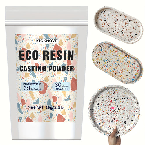 Polvere per colata in resina 1000g, Kit per colata in resina a rapida polimerizzazione per principianti, Sformatura in 20-30 minuti, Polvere per modellazione in gesso ad attivazione ad acqua di facile miscelazione per artigianato, scultura, fai da te, art
