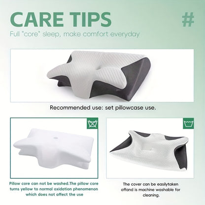 Cuscino Memory Foam Comfort per la Colonna Vertebrale, Ideale per Chi Dorme sul Fianco, sulla Schiena e a Pancia in Giù - Design Sagomato, Supporto Morbido e Robusto, Nero, Rilassamento Spalle, Solido, Regalo Perfetto per Natale e Capodanno