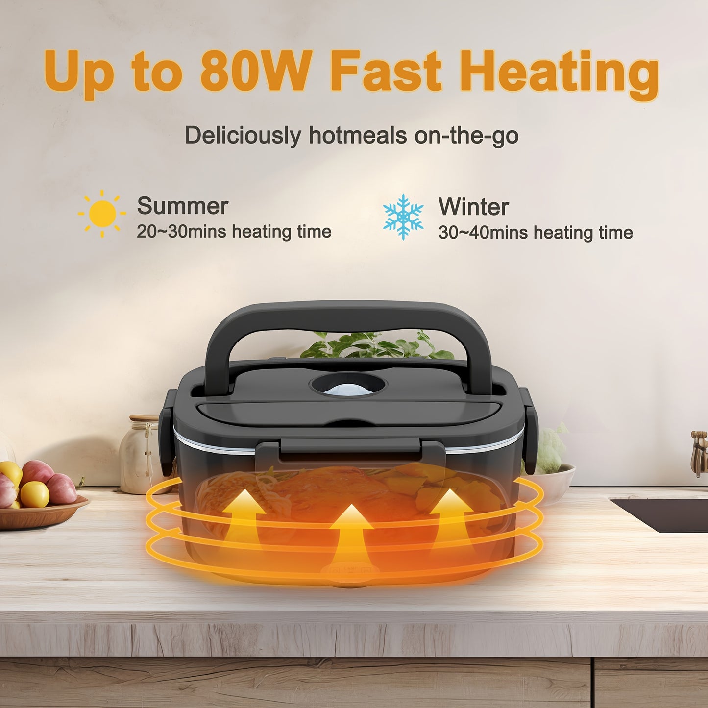 Portapranzo con potenza di 80W, capacità da 1,5L per adulti, portapranzo termico, portapranzo riscaldabile portatile per uscite, fornito con borsa termica e set di posate, adatto per riscaldare il pranzo in camion e auto