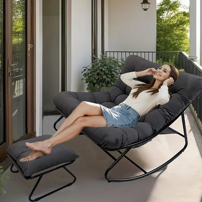 Poltrona a Dondolo per Soggiorno Moderna con Funzione Reclinabile, Poltrona a Dondolo per Casa, Dondolo di Lusso per da Letto, Disponibile nei Colori Nero e Grigio, Perfetta per il Tempo Libero in Famiglia, Regalo Ideale per le Vacanze, Adatta a Tutte e Q