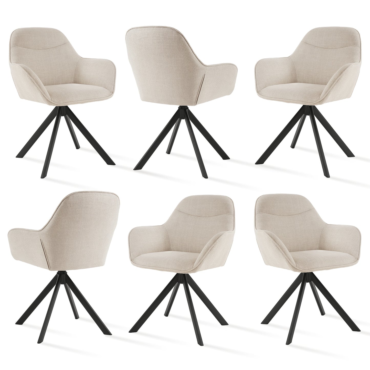 Sedie da pranzo eleganti e contemporanee, girevoli a 360 gradi, con seduta imbottita e spessa, progettate ergonomicamente per famiglie, caffè e ristoranti - Set da 2/ Set da 4/ Set da 6
