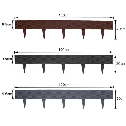 Bordura per prato flessibile 100 cm, bordo per pavimentazione effetto rattan, bordo in plastica per aiuole, pietra per la delimitazione del giardino, set di palizzate, sostituzione di pietre per bordure per prato