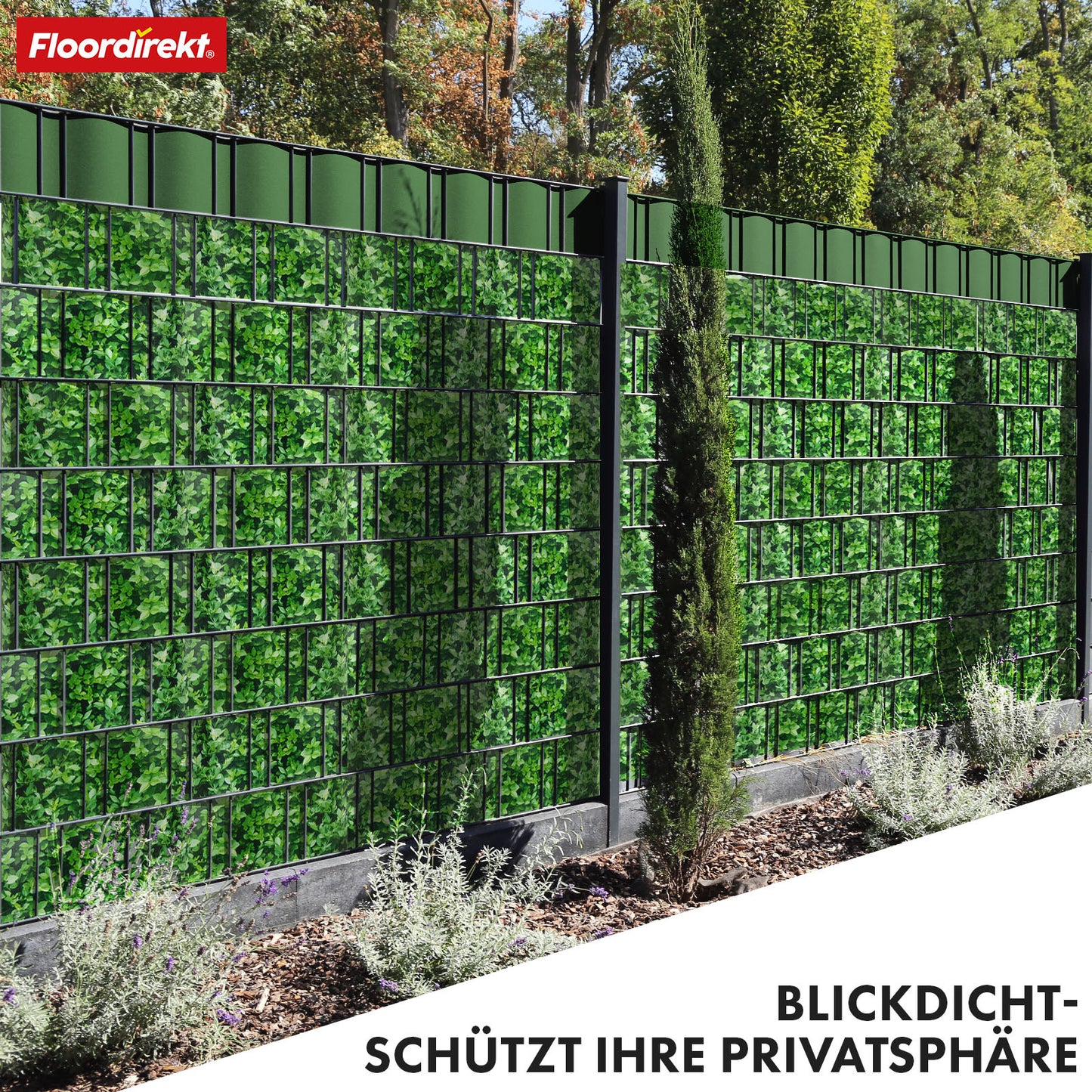 Striscia PVC per Privacy per Recinzione a Doppio Filo – Rotolo da 35m, Altezza 19cm, Include 20 Clip, Disponibile in 3 Colori e 4 Design