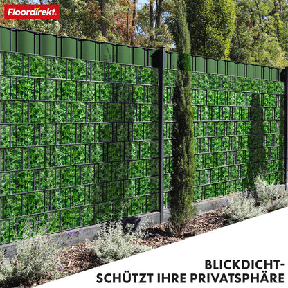 Striscia PVC per Privacy per Recinzione a Doppio Filo – Rotolo da 35m, Altezza 19cm, Include 20 Clip, Disponibile in 3 Colori e 4 Design