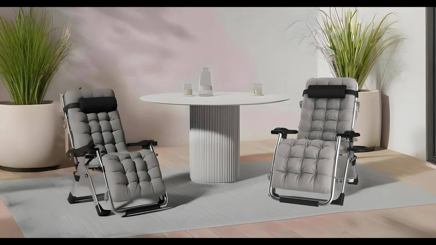 Poltrona Reclinabile ad Alta Gravità Zero Extra Larga 72Cm/28Pollici | Sdraio Pieghevole da Esterno con Cuscino e Poggiatesta Rimovibili, Chaise Lounge Portatile per Abbronzatura con Portabicchieri, Sedie Reclinabili da Esterno per Piscina, Spiaggia, Balc