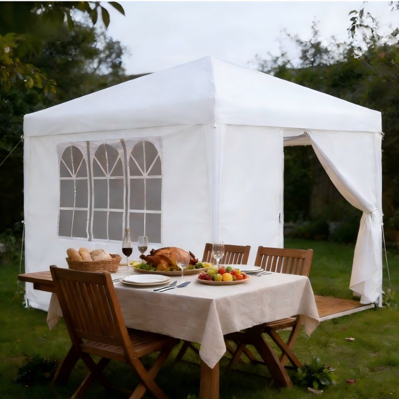 3x3m Gazebo Pieghevole con 4 Pannelli Laterali Rimovibili e Borsa da Trasporto - Tenda da Esterno per Giardino, Patio, Feste, Picnic, Campeggio - Antracite/Grigio Argento/Bianco/Verde Scuro