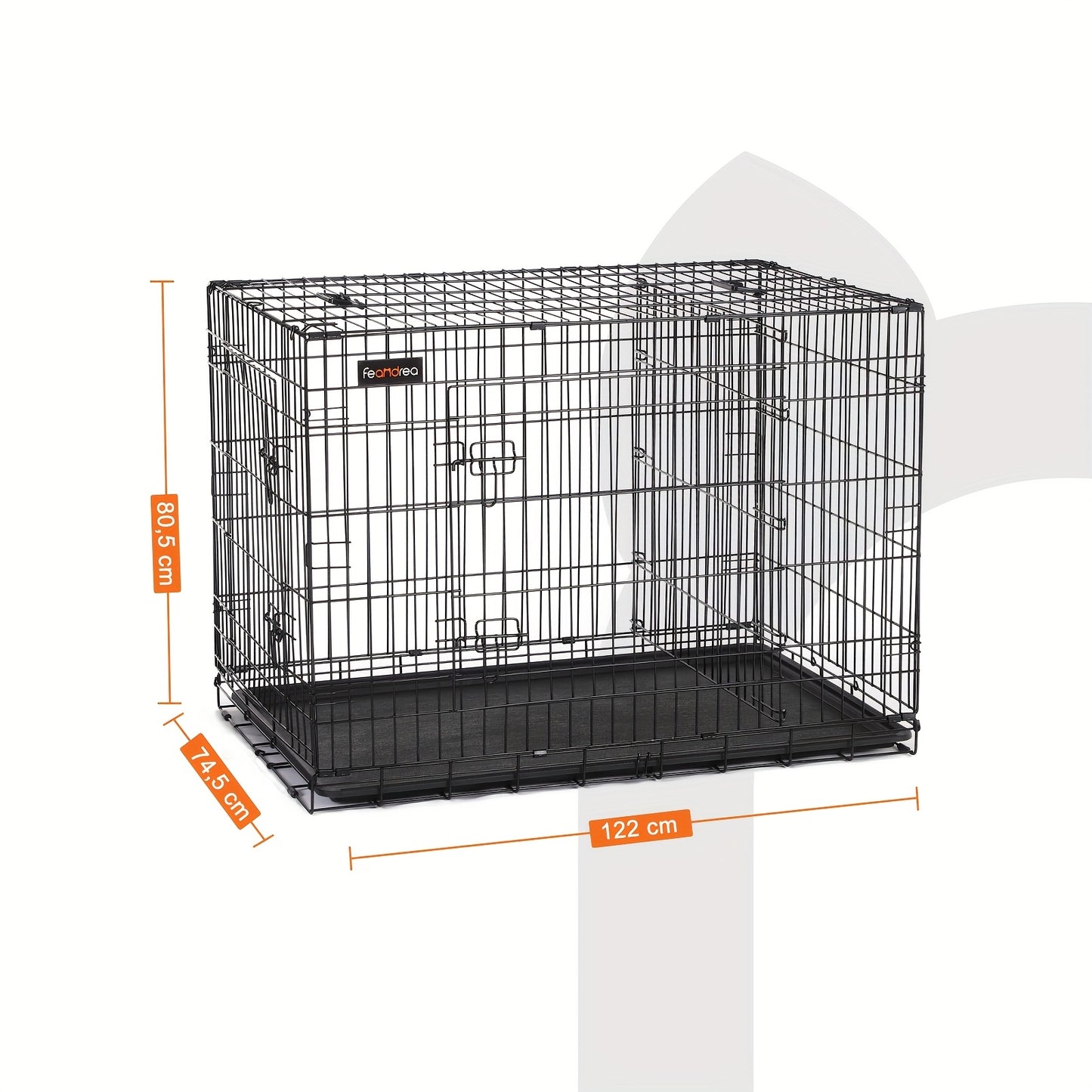 Gabbia per Cani, Casetta per Cani con 2 Porte, 122x74,5x80,5 cm