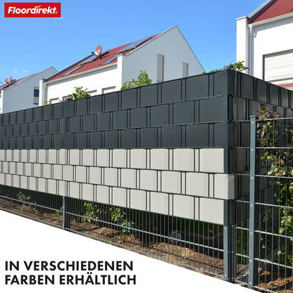 Striscia PVC per Privacy per Recinzione a Doppio Filo – Rotolo da 35m, Altezza 19cm, Include 20 Clip, Disponibile in 3 Colori e 4 Design