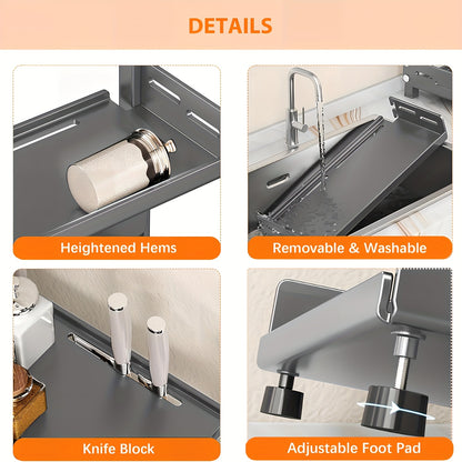 Porta Spezie Verticale a Tre Ripiani, Portaoggetti da Cucina Dorato, Altezza Regolabile, Adatto per Cucina, Armadietti, Pensili da Bagno (Grigio, Nero)
