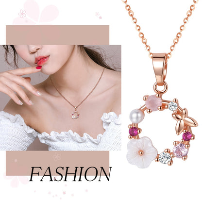 Collana romantica da donna con fiori di ciliegio, regalo di compleanno o anniversario