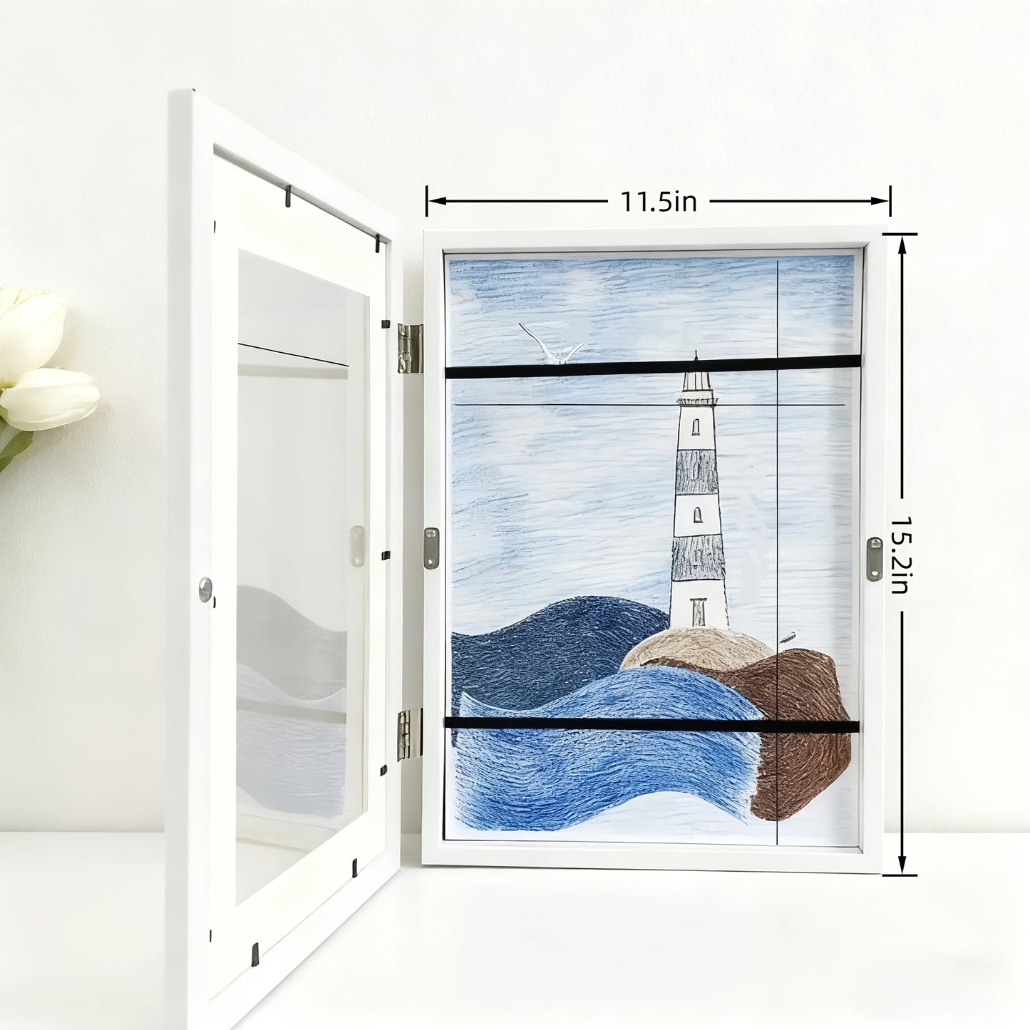 2 Pezzi Cornici con Coperchio a Ribalta - Formato A4, Ideali per la Camera dei Bambini, Design per Arredamento Casa, Capacità per 150 Opere d'Arte A4, Decorazione da Parete per Casa e Ufficio