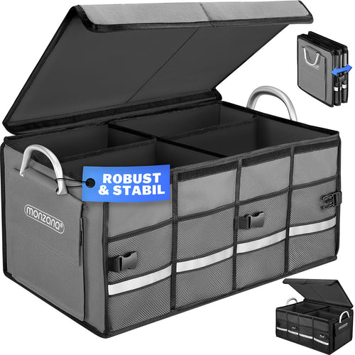 MONZANA® Borsa Bagagliaio Organizer Coperchio 68L Impermeabile Divisori Pieghevole Pareti Rinforzate Antiscivolo Borsa Auto 60X35X30Cm
