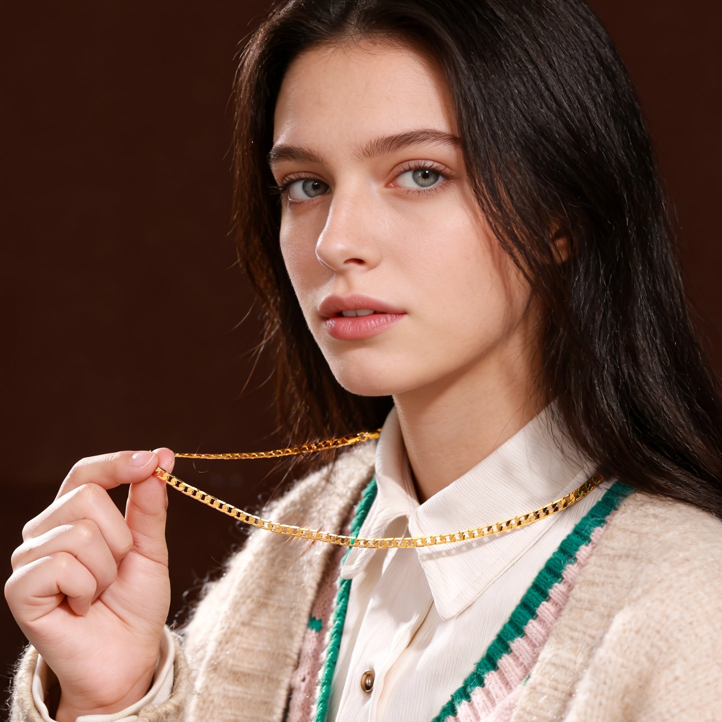 Collana a catena cubana in argento 925, Grammage 15.5G/18.5G/20.6G, Contenuto argentato 9.3G/11.1G/12.36G, Elegante e facile da indossare, Adatta per l'uso quotidiano, Fornita con una confezione regalo di lusso