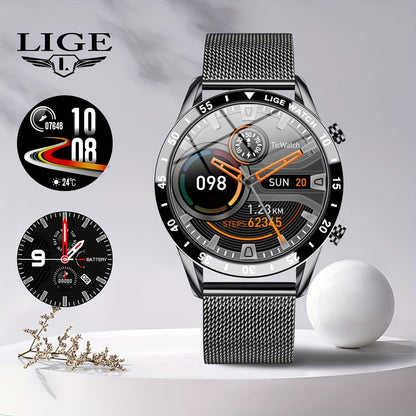 Orologio Intelligente LIGE con Schermo Touch Completo da 3,53 cm. Funzione di Controllo Musicale/Avviso Informazioni Chiamate/Conteggio Calorie. Orologi da Polso Sportivi Multifunzionali per Esterni per Android e iPhone. Adatto per Regali a Uomini