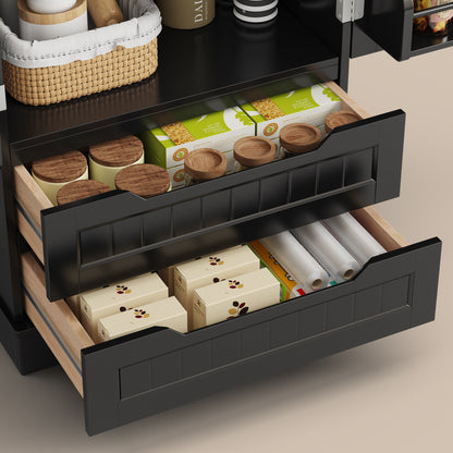 Credenza pensile per cucina - Mobiletto a pavimento con 2 cassetti e 2 ante - 60x40x120cm - Armadi da cucina bianchi