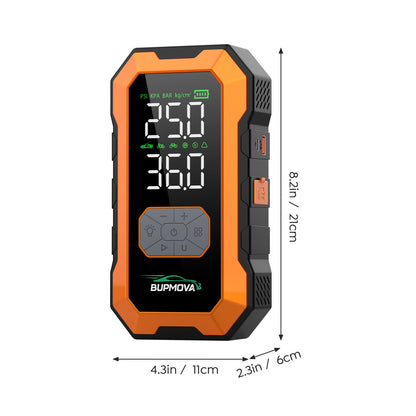 Avviatore di emergenza per auto 12000A con compressore d'aria, pompa di gonfiaggio per pneumatici senza fili, booster per batteria con power bank e torce LED, scatola di avviamento automatico 12V per tutti i veicoli a benzina o diesel da 10.0L, doppio dis