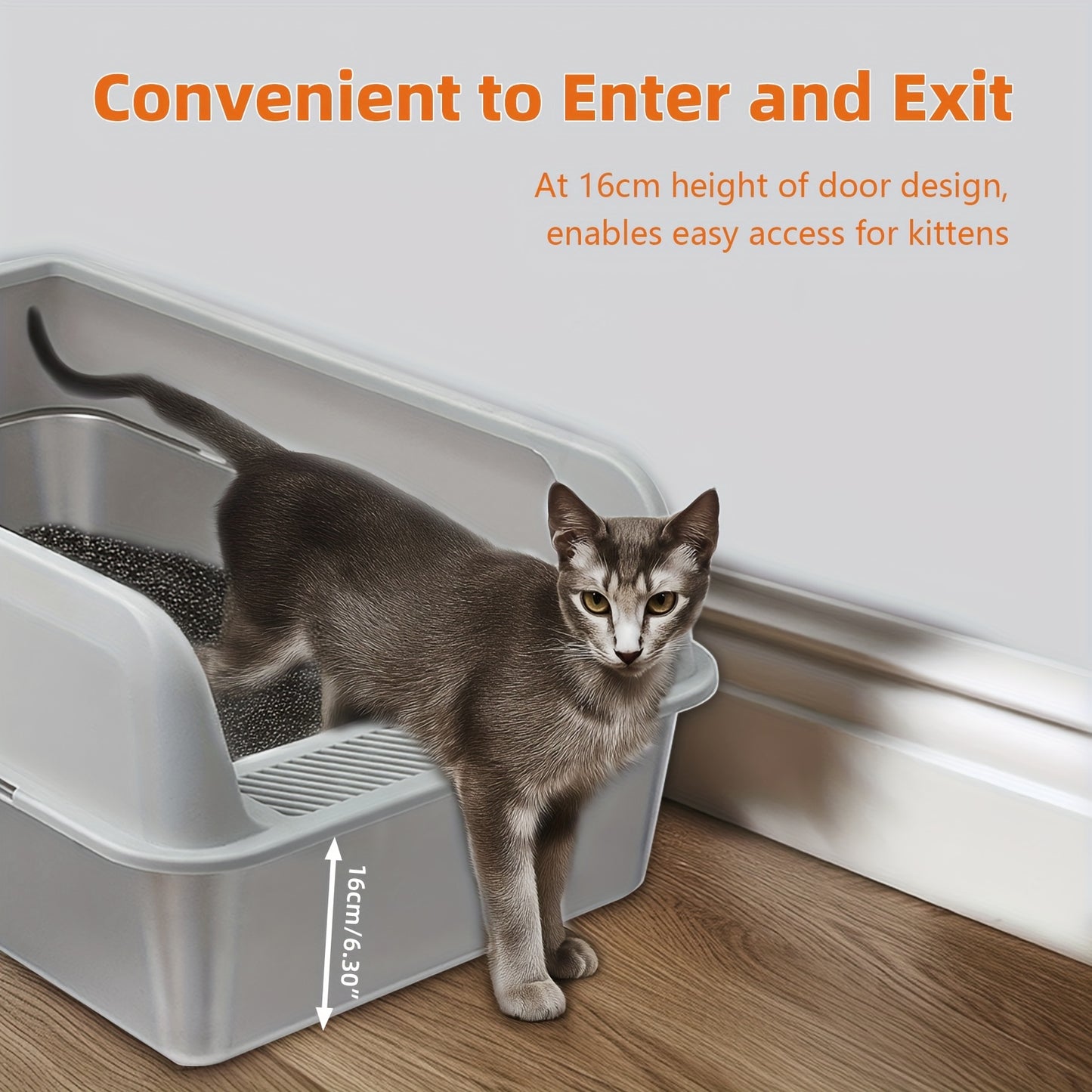 Lettiera per gatti extra large in acciaio inossidabile con coperchio - Misura XL, sponde alte, a prova di perdite, design facile da pulire, include paletta - Adatta per più gatti e razze di grandi dimensioni
